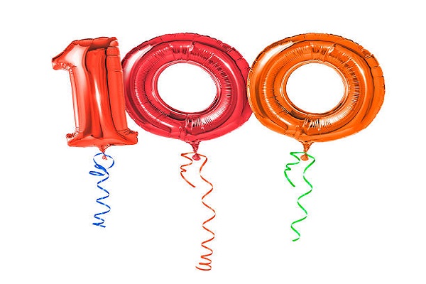 100 Цифра 100 из трёх воздушных шариков