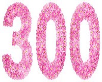 300 Цифра 300 нарисована из розовых цветков