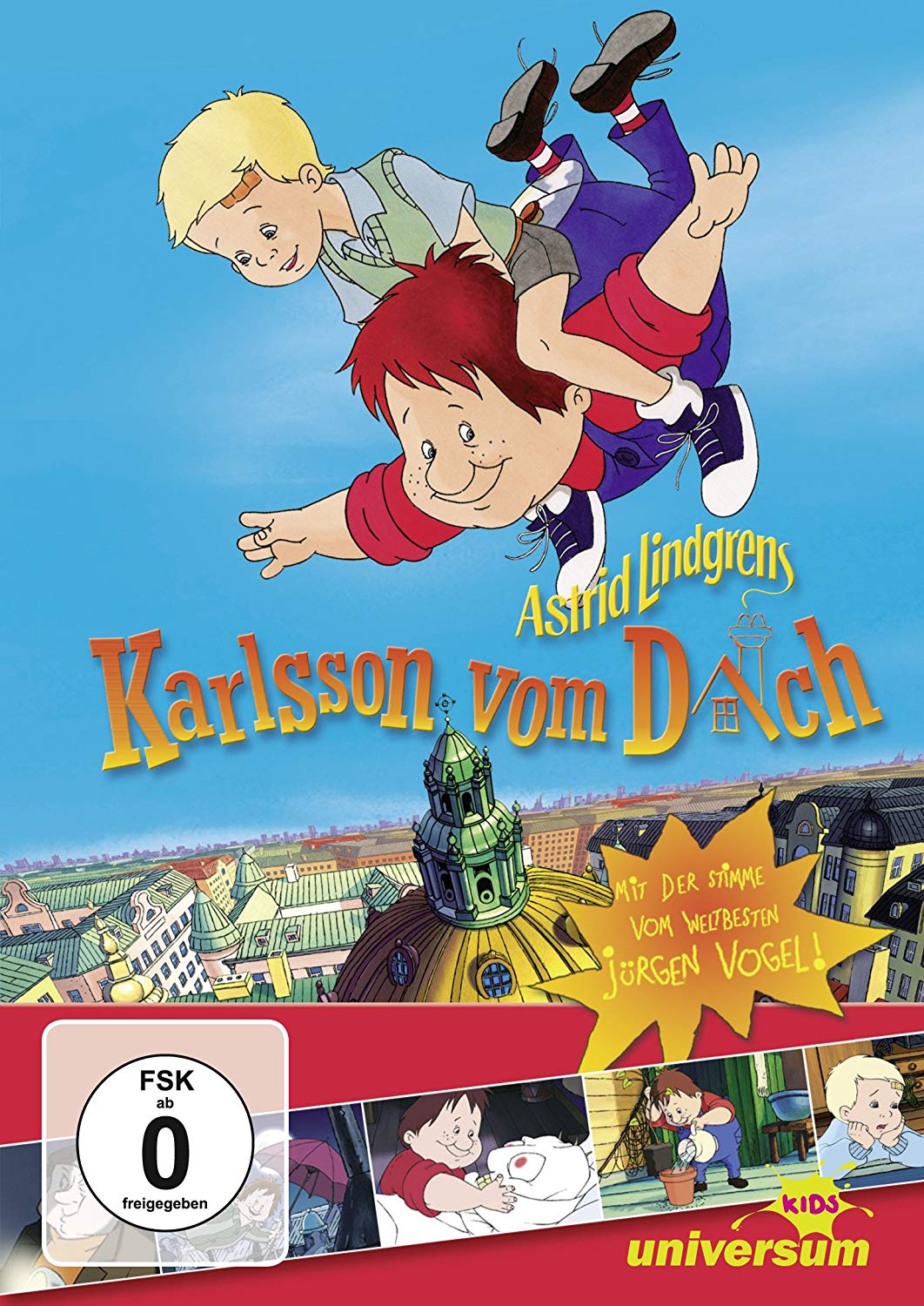 Animated Karlsson vom Dach Карлсон раскрыл руки в стороны, на спине у него Малыш
